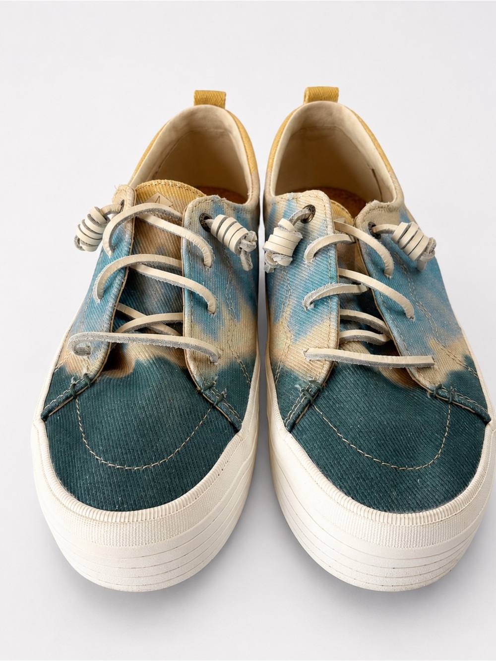 Sperry Top Sider Crest Vibe Shoes Tye Die Watercolor Blue Platform Canvas